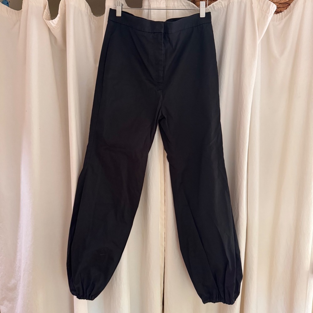 J.W. Anderson Black Cotton Cocoon Jogger Trousers Minimalist Pants Sz 8 - Picture 2 of 7